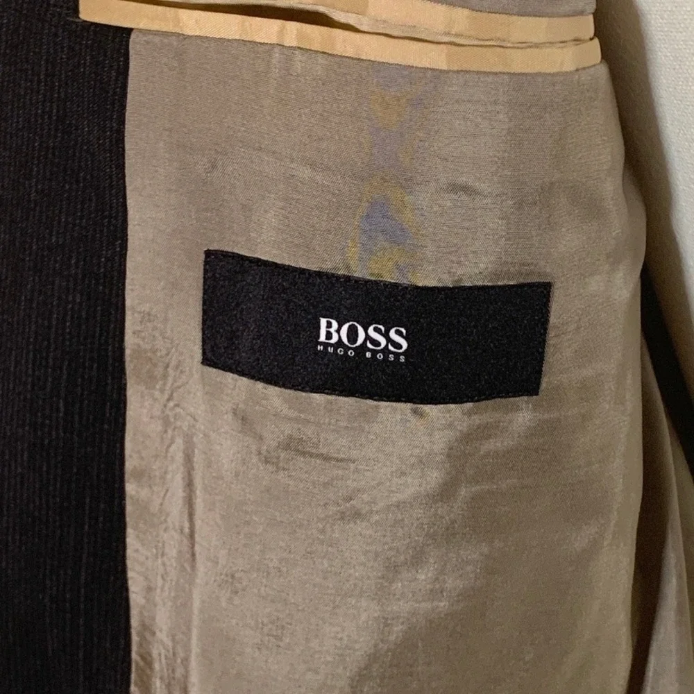 Hugo Boss Blazer Mens 40L Charcoal Gray 100% Virgin Wool 2 Button Sport Coat